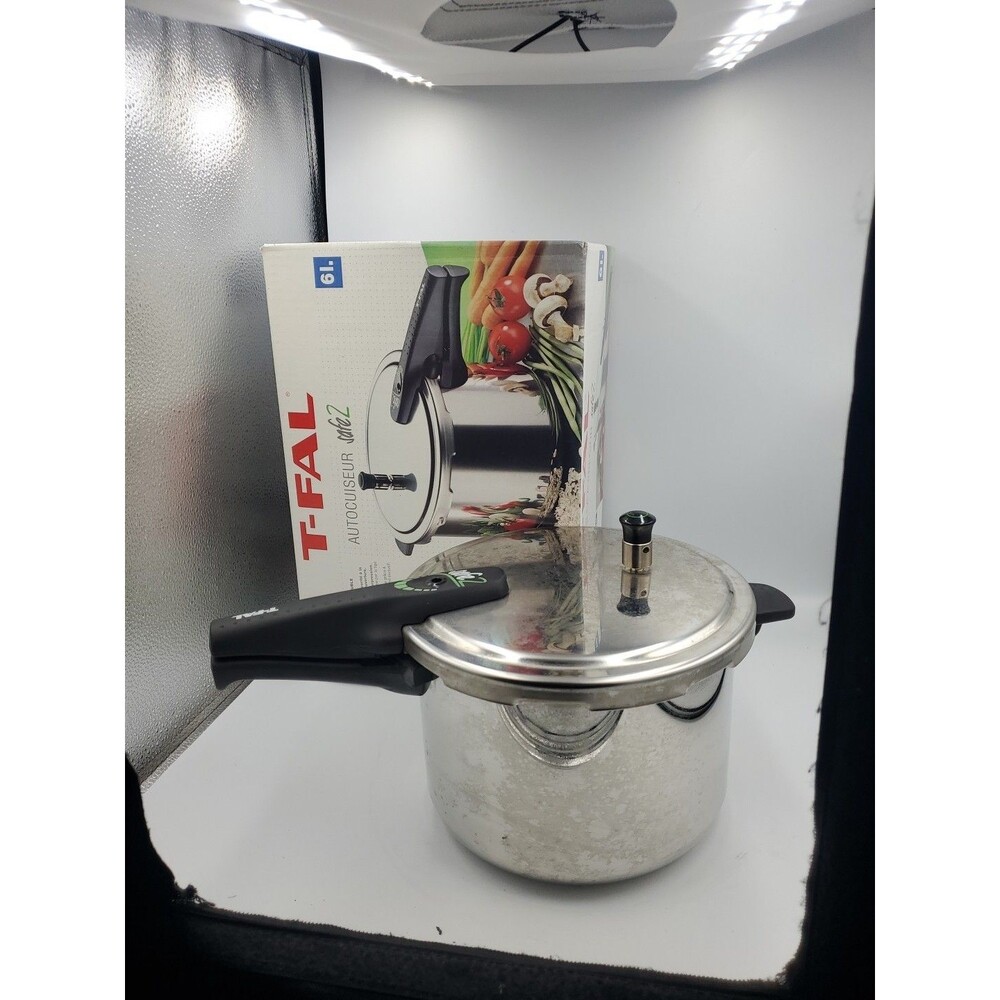 T-fal Safe2 Stainless Stove Top Pressure Cooker 6.4 Qt 6 L New Read